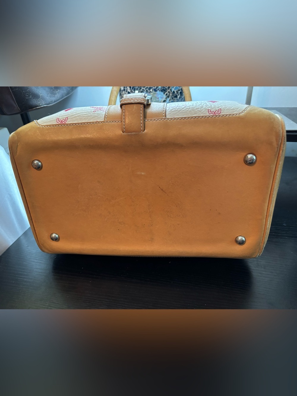 Authentic Vintage MCM Visetos Boston Bag Satchel – Limited Edition Cream & Pink - Picture 6 of 13